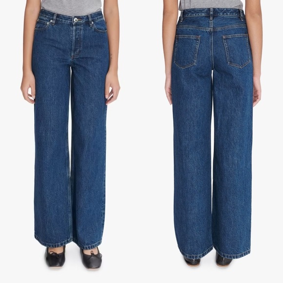 A.P.C. Denim - A.P.C. ELISABETH JEANS BLUE STONEWASHED INDIGO SIZE 28 WOMEN’S WIDE LEG DENIM